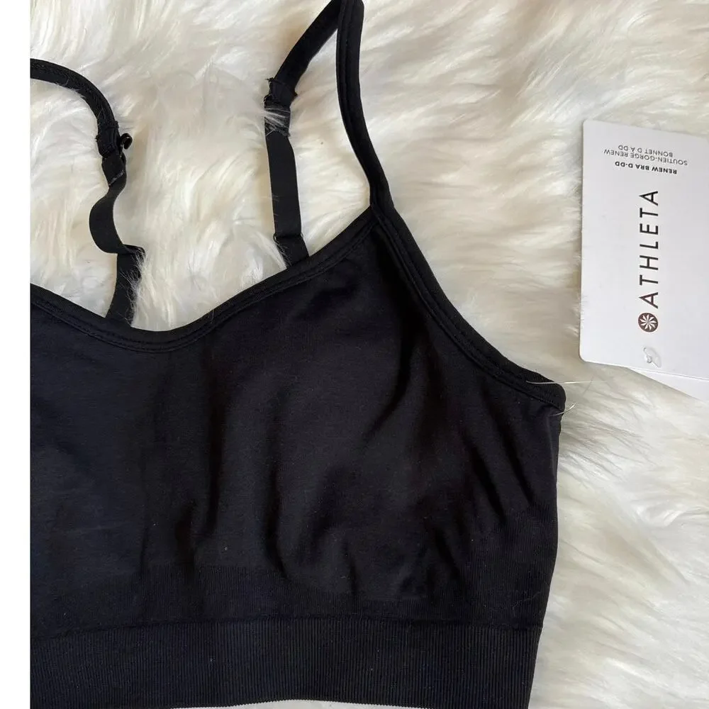 Athleta NWT Black Renew Compression Support Low Impact Sports Bra XS D-DD